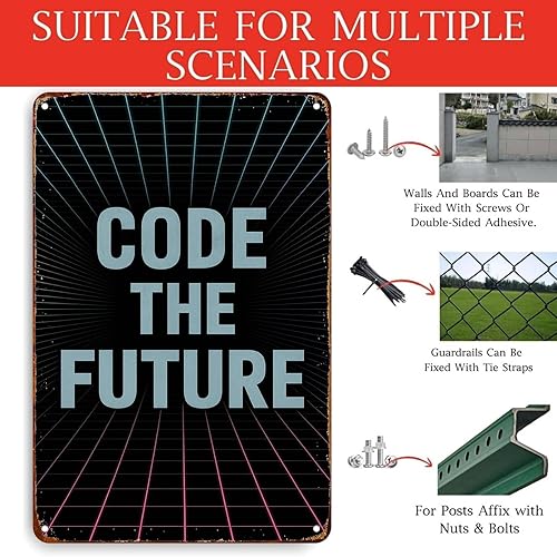 Miniatura 3 de Code The Future With Retro Wave Lines Gradient Colors Synthwave Aesthetic Metal Sign Posters Decor The Space You Can Think Of Living Room Bedroom