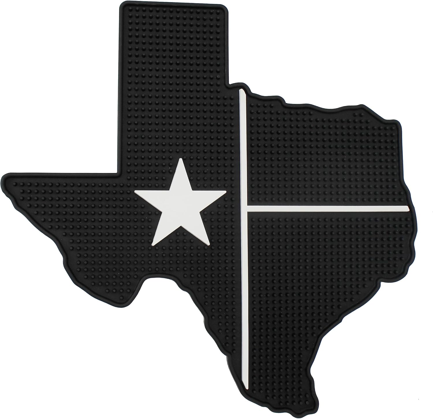 Texas State Shaped Bar Mat for Coffee, Bars, Restaurants and Countertops, Texas Themed Gifts,Heavy Duty Rubber,Black