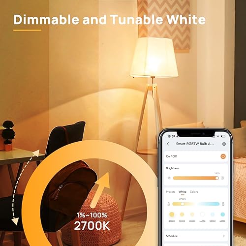 Miniatura 7 de Linkind Bombillas inteligentes BR30, bombillas de inundación WiFi compatibles con Alexa y Google Home, RGBTW bombilla que cambia de color,