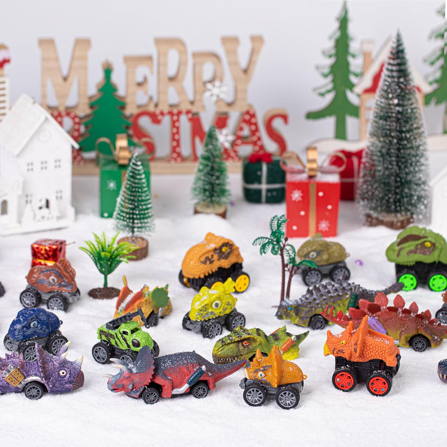 2025 Dinosaur Cars Advent Calendar for Boys Kids, 24 Days Monster Truck Christmas Countdown Calendar Pull Back Cars Set for Boys, Christmas Holiday Gift & Party Favor for Dinosaur Lovers