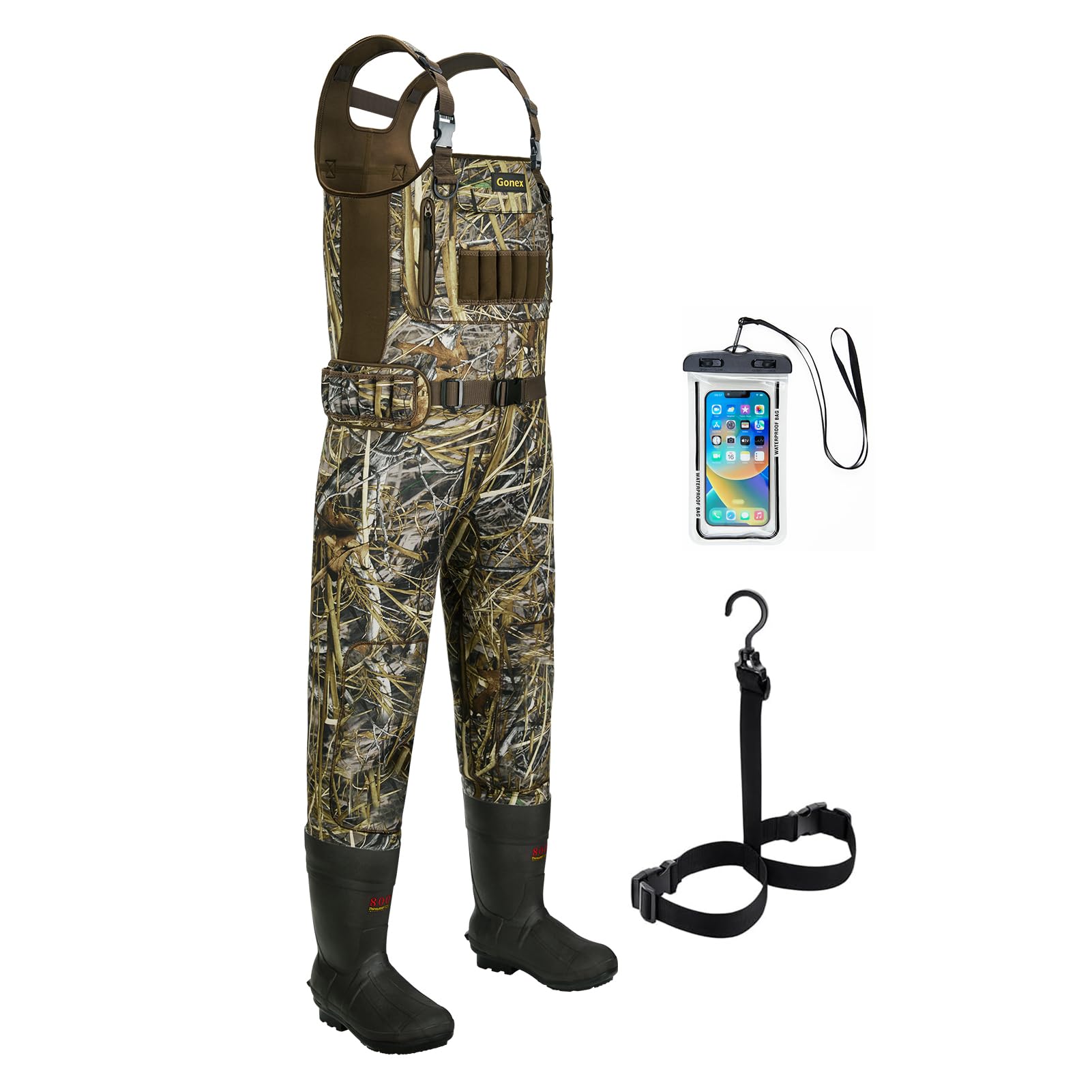 Gonex Chest Waders for Men, 4.5mm Neoprene with 800G Insulated Boots