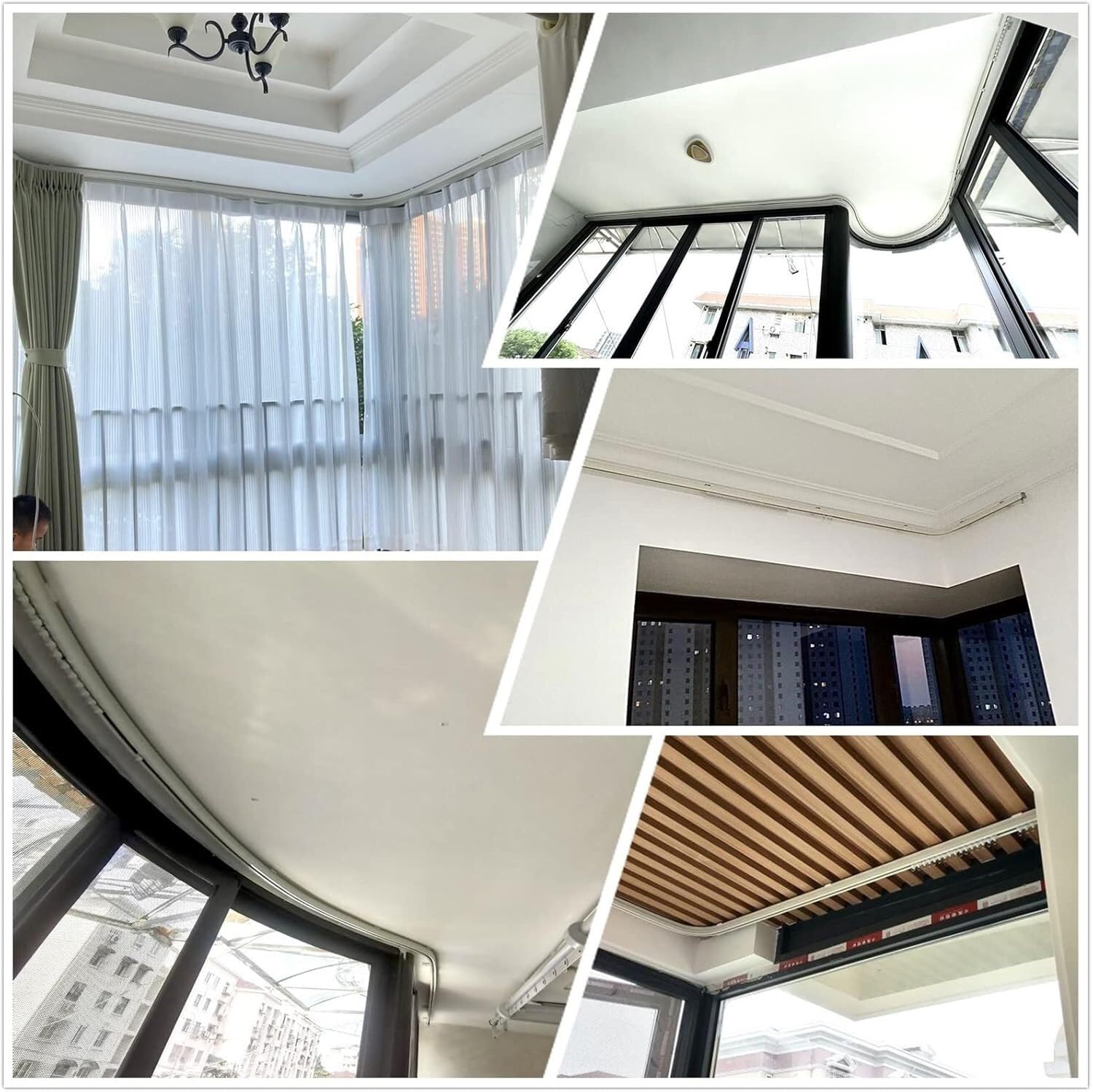 Binario flessibile da soffitto bianco regolabile da 2 m, versatile asta divisoria con guide pieghevoli, perfetto per casa, ufficio, eventi e soluzioni di gestione dello spazio
