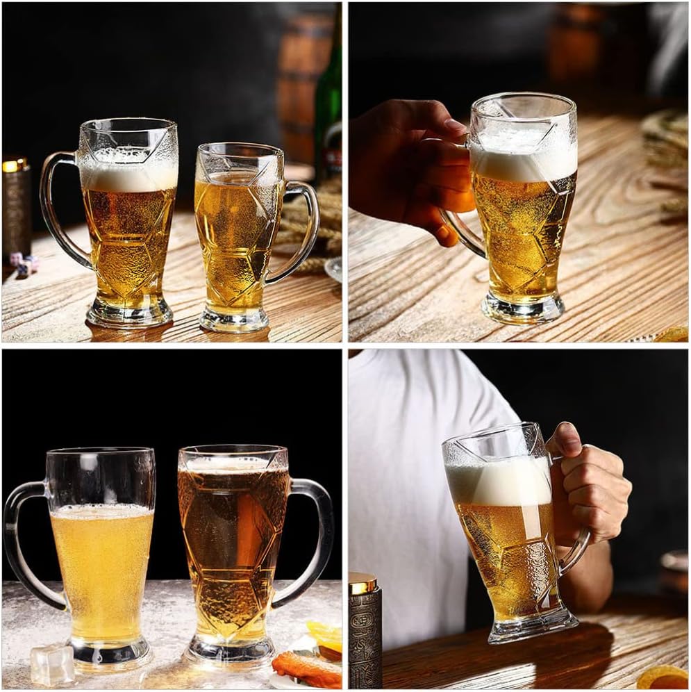 UPKOCH Large Clear Beer Mug Glass Drinking Cup with Handle for Cold Beverages for Parties and Events Sturdy Design for Juices Beer and Ice Cream