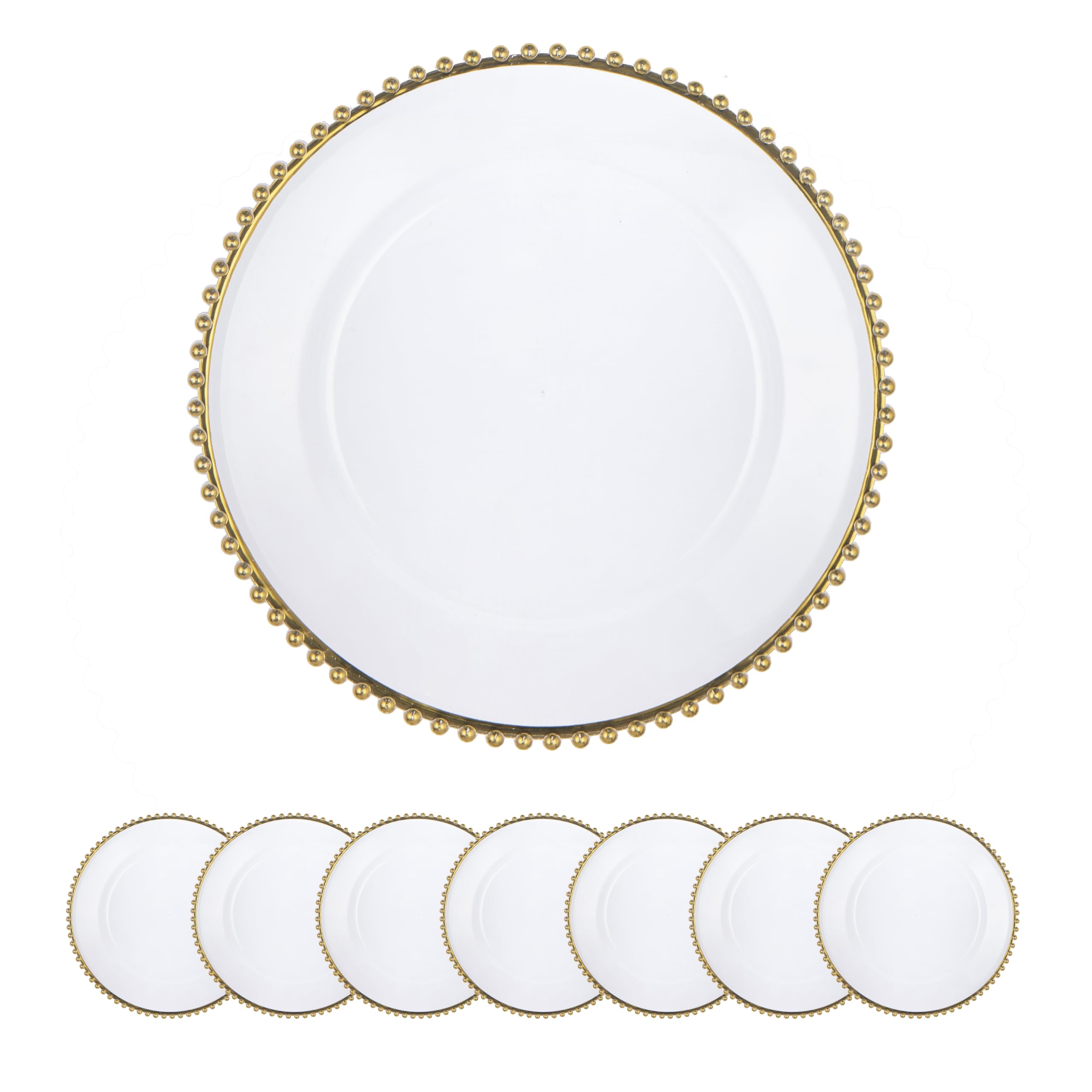HXUHUWS Elegant Plastic Charger Plates for Memorable Dining, Enhances Atmosphere for Events, 13-Inch Gold Set of 8