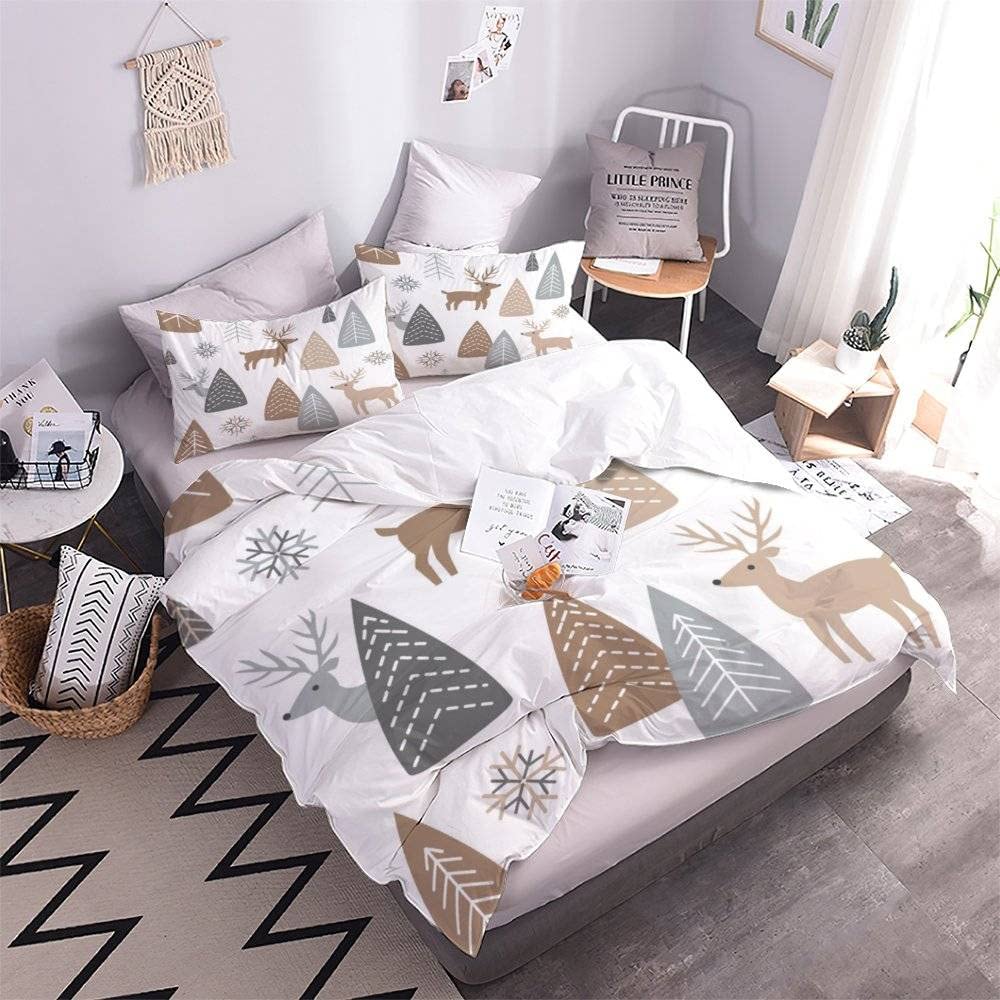 Parure De Lit Enfant 120x150cm - Housse Couette + Taie Oreiller - Motif Arc-en-Ciel 3D - Rose