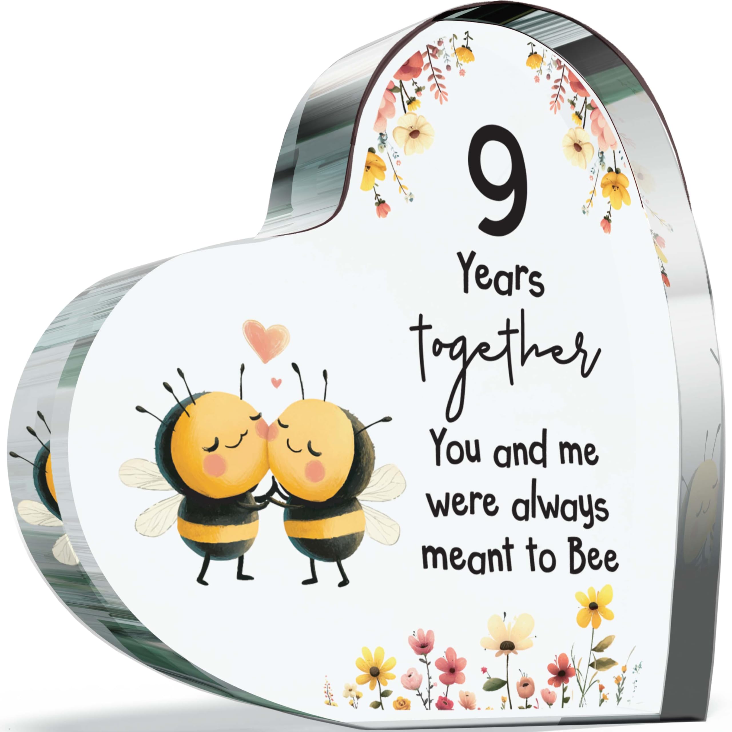 Giftzie Women's 09 Pottery Anniversary Acrylic Heart Plaque For Wife Or Husband, Meant To Bee