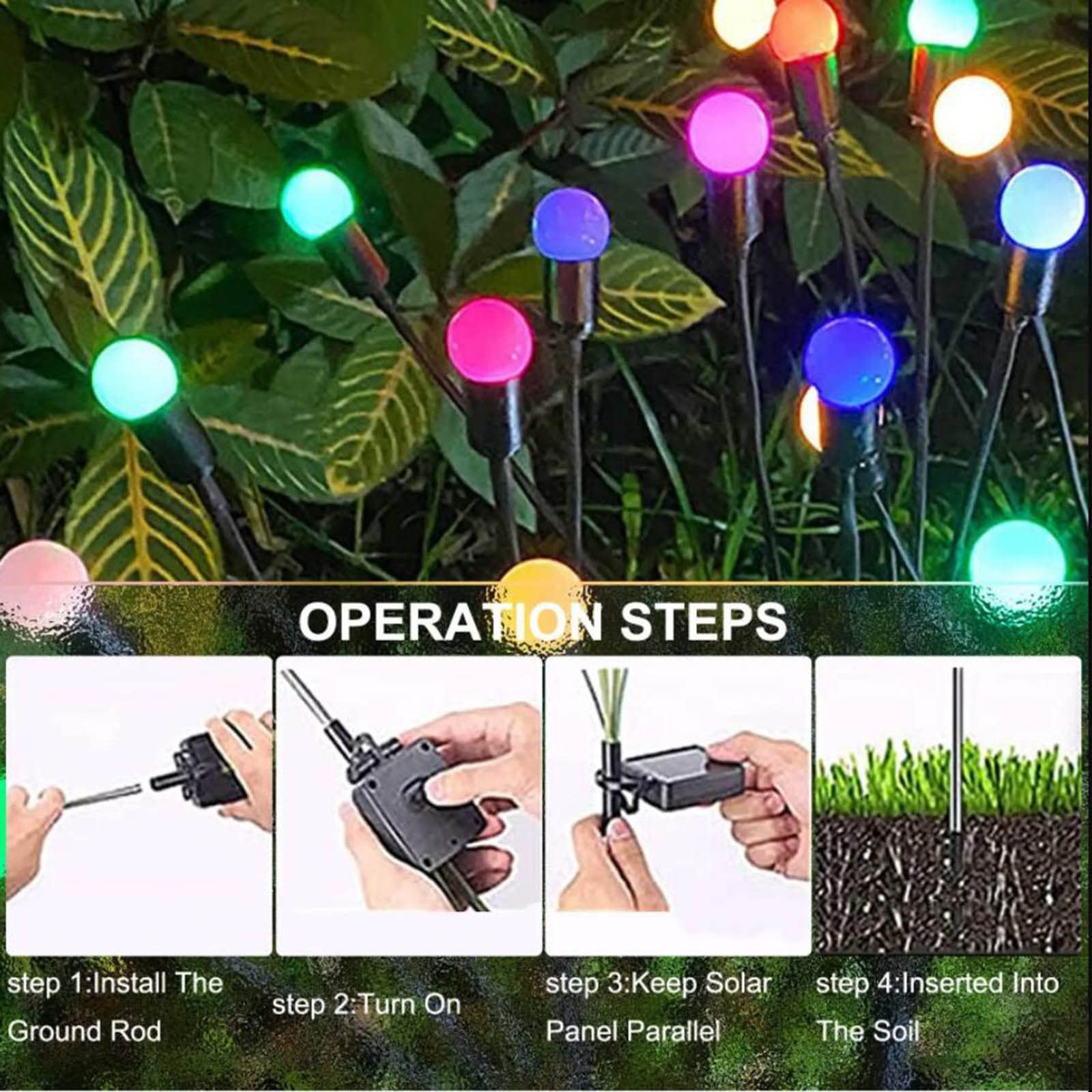 Outdoor Solar Firefly Lights – 10 Heads Waterproof LED Garden Pathway Lights With Swaying Starburst Heads, Solar Landscape Lighting For Yard, Patio, Walkway