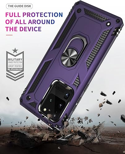 Miniatura 6 de Funda S20 Ultra para Samsung Galaxy S20 Ultra, con anillo de soporte, soporte ajustable, grado militar, protección resistente, a prueba de golpes,