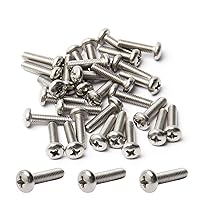 Vista 188 de MroMax 30 tornillos de máquina Phillips de cabeza plana M2 x 0.197 in, acero inoxidable 304 18-8, rosca completa, tornillos de cabeza cruzada gris