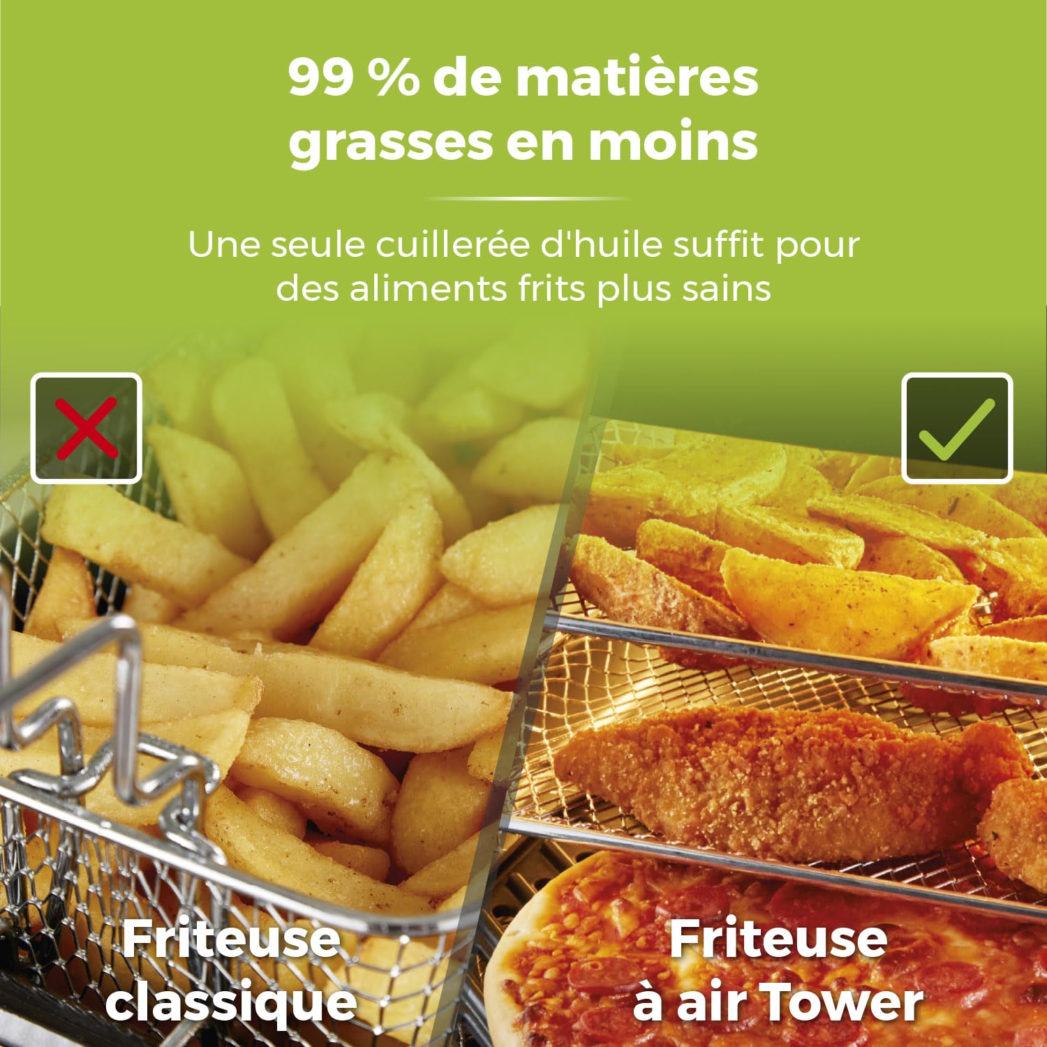 Tower T17076 Xpress Pro Combo Air Fryer - Mini four électrique numérique 10-en-1 - Friteuse sans Huile - Friteuse Électrique avec Circulation d'Air Rapide, Minuterie 60 minutes, 11 L, 2 000 W, Noir