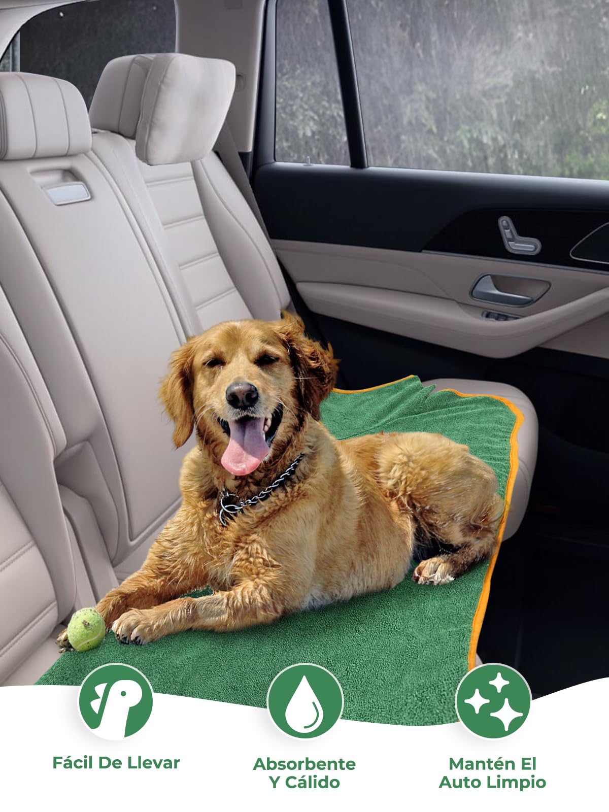 Albornoz para Perros Microfibras Albornoz, Bibykivn Toallas para Perros Gatos Ajustable, Secado Rápido Bata de Perro con Velcro, Absorbente Perros Toallas para Baño o Lluvia (L, Verde)