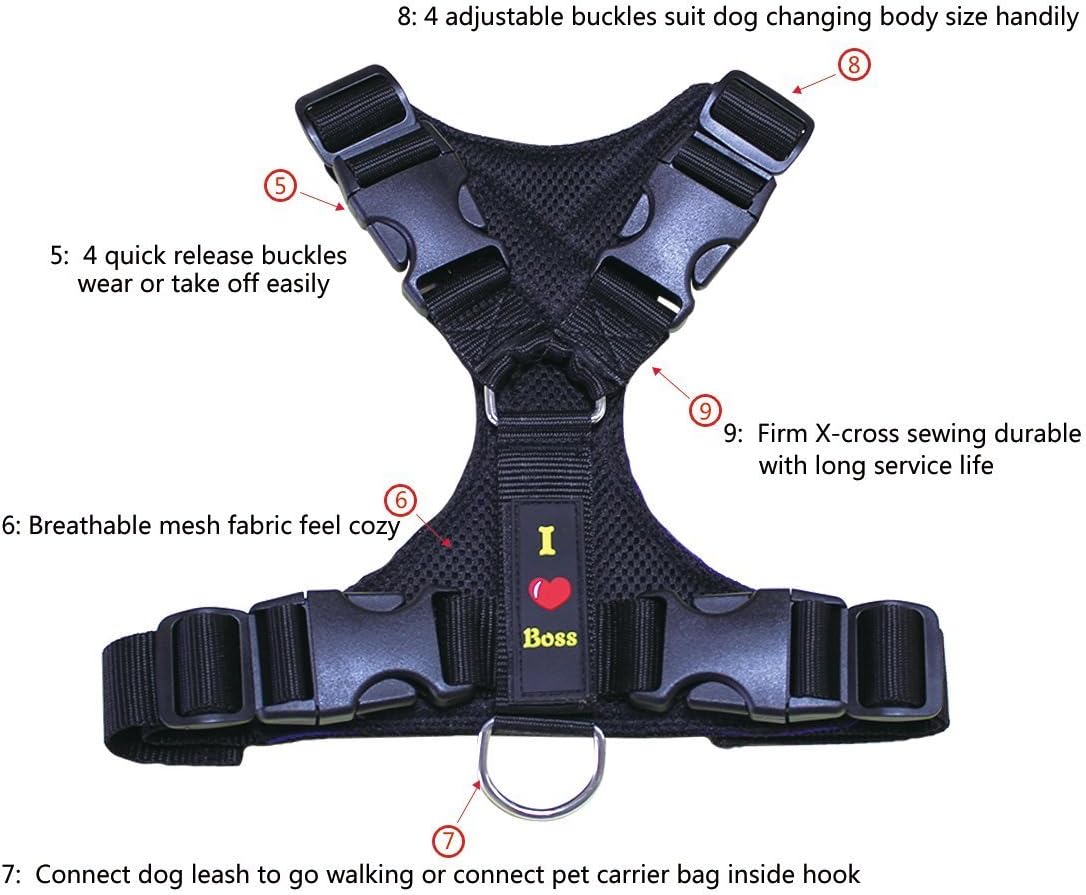 Ondoing Dog Harness No Pull Pet Vest with Handle Adjustable Reflective Easy Control for Small Medium Large Dog, 2 Pieces Purple, Medium