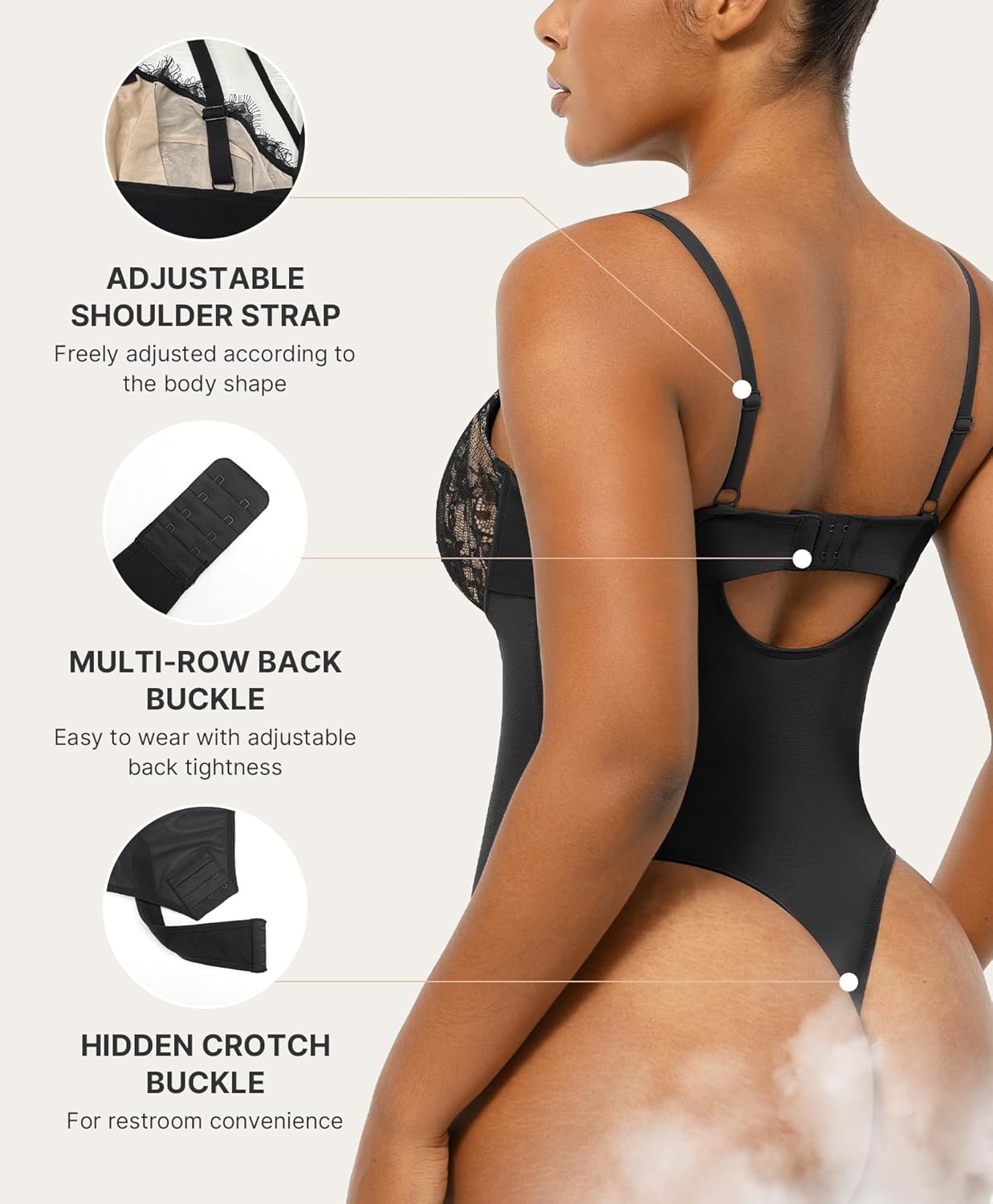 SHAPELLX Lace Body Suits Women Shapewear Tummy Control Corset Bodysuit One Piece Body Shaper Tops Blcak Lace Bodysuits - Image 3
