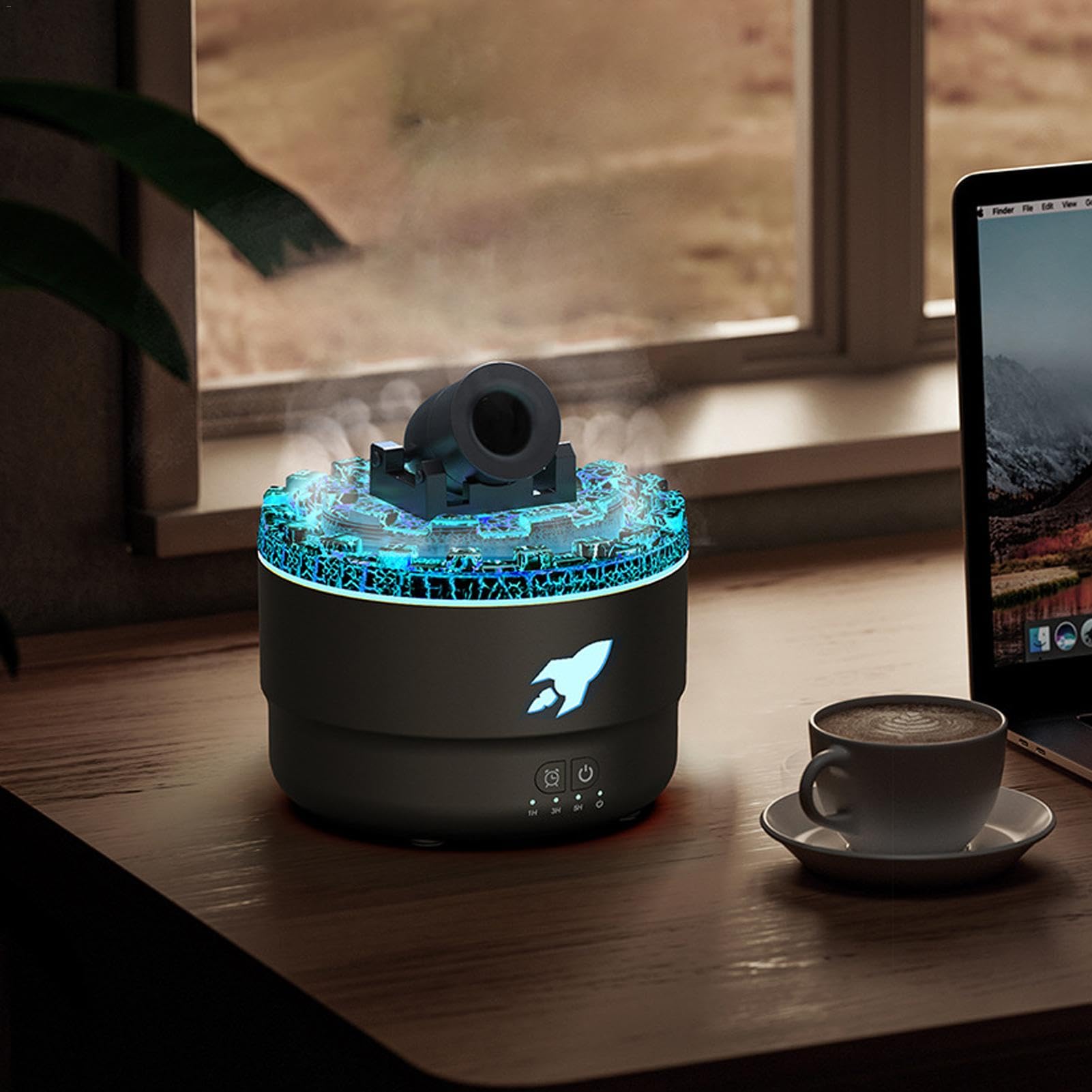 Ultradźwiękowy dyfuzor olejowy, domowy dyfuzor zapachowy, dyfuzor do aromaterapii wieżyczki, dyfuzor zapachowy olejowy zasilany przez USB, 7 kolorami światła wulkanu, timer i automatyczne wyłączanie