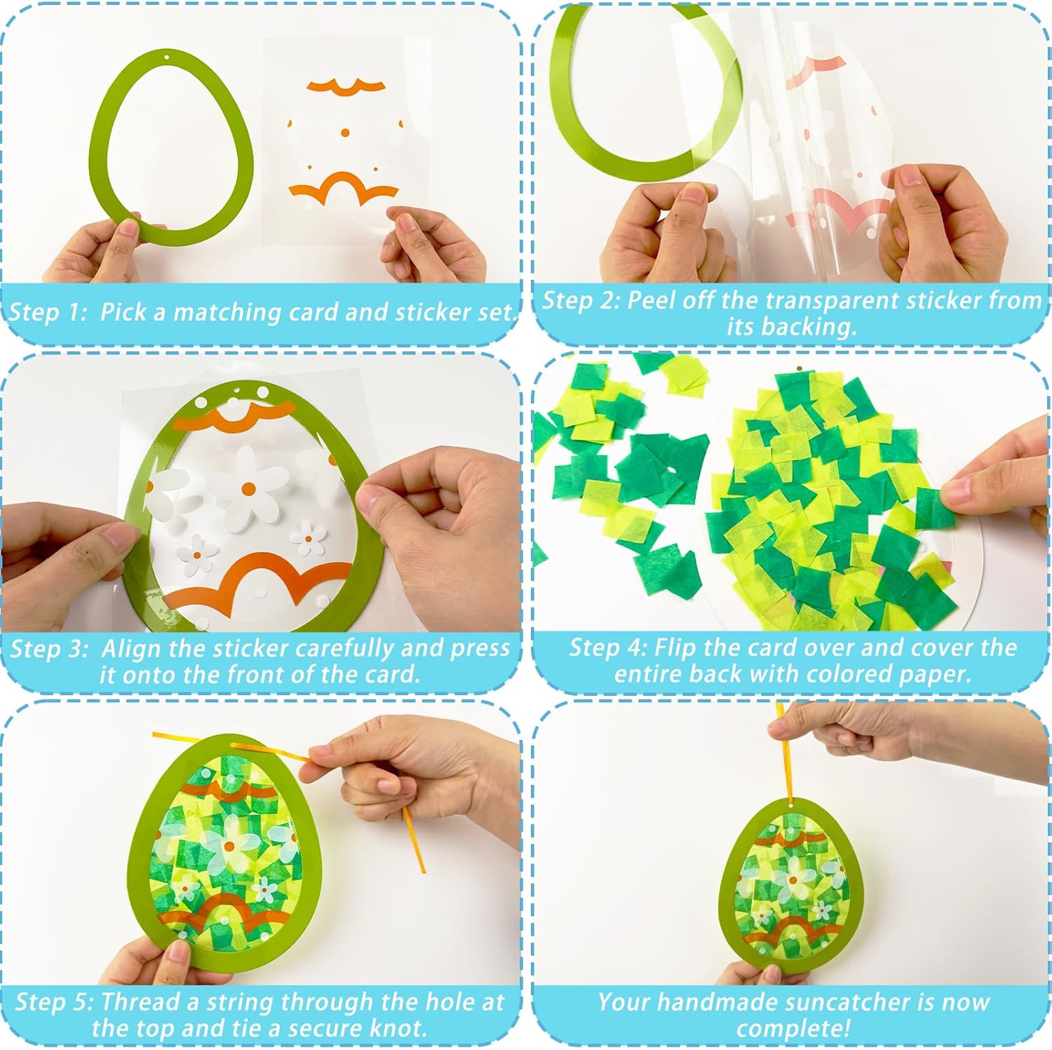 42 Packs Easter Bunny Egg Suncatchers Crafts for Kids, Spring Christian DIY Candy Rabbit Tissue Paper Sign Art Craft Kit for April Religious Sunday School Classroom Church Game Activities Party Decor