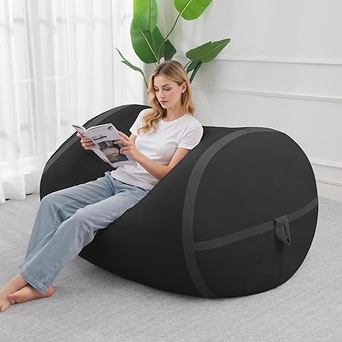 Miniatura 38 de HABUTWAY Puf gigante de 2 pies para adultos, con relleno de espuma viscoelástica, puf grande con funda de terciopelo holandés extraíble para sala de