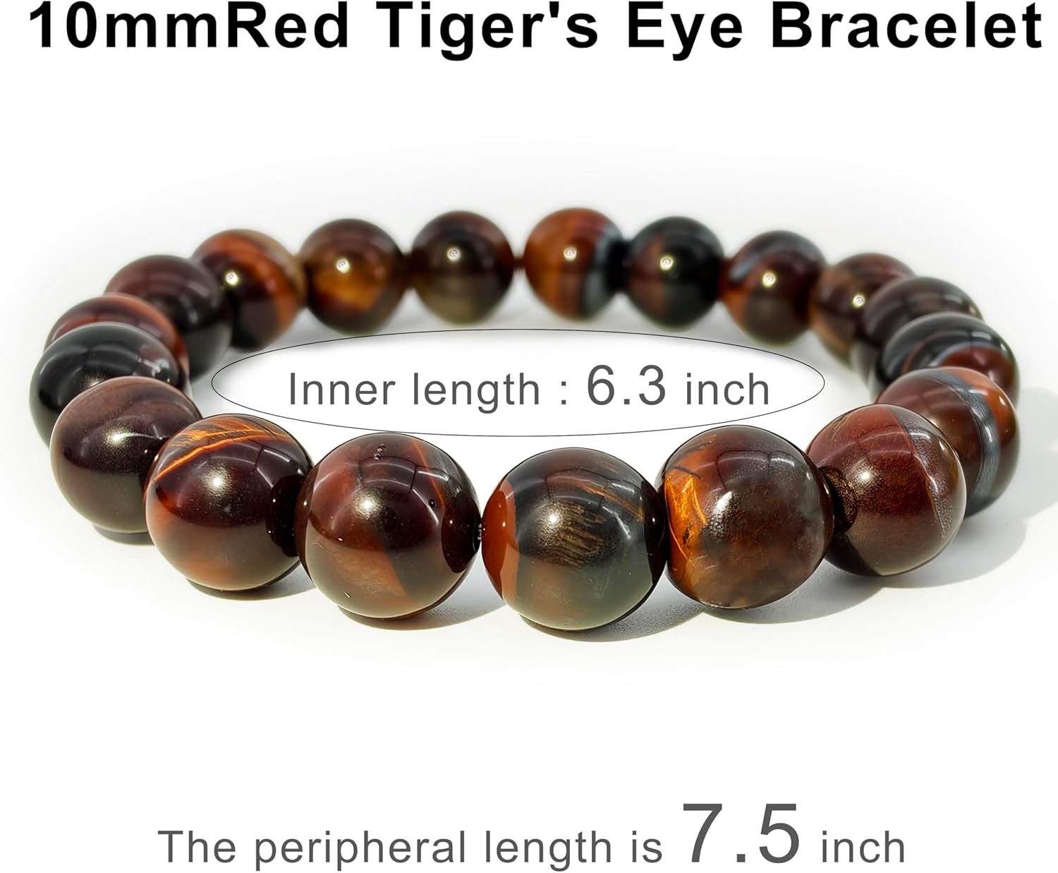 Natural Crystal Stone Golden Tiger's Eye Bracelet Black Obsidian Round Bead Elastic Energy Healing Bracelet for Men and Women Small, Medium, Large 6mm 8mm 10mm 12mm - Image 5