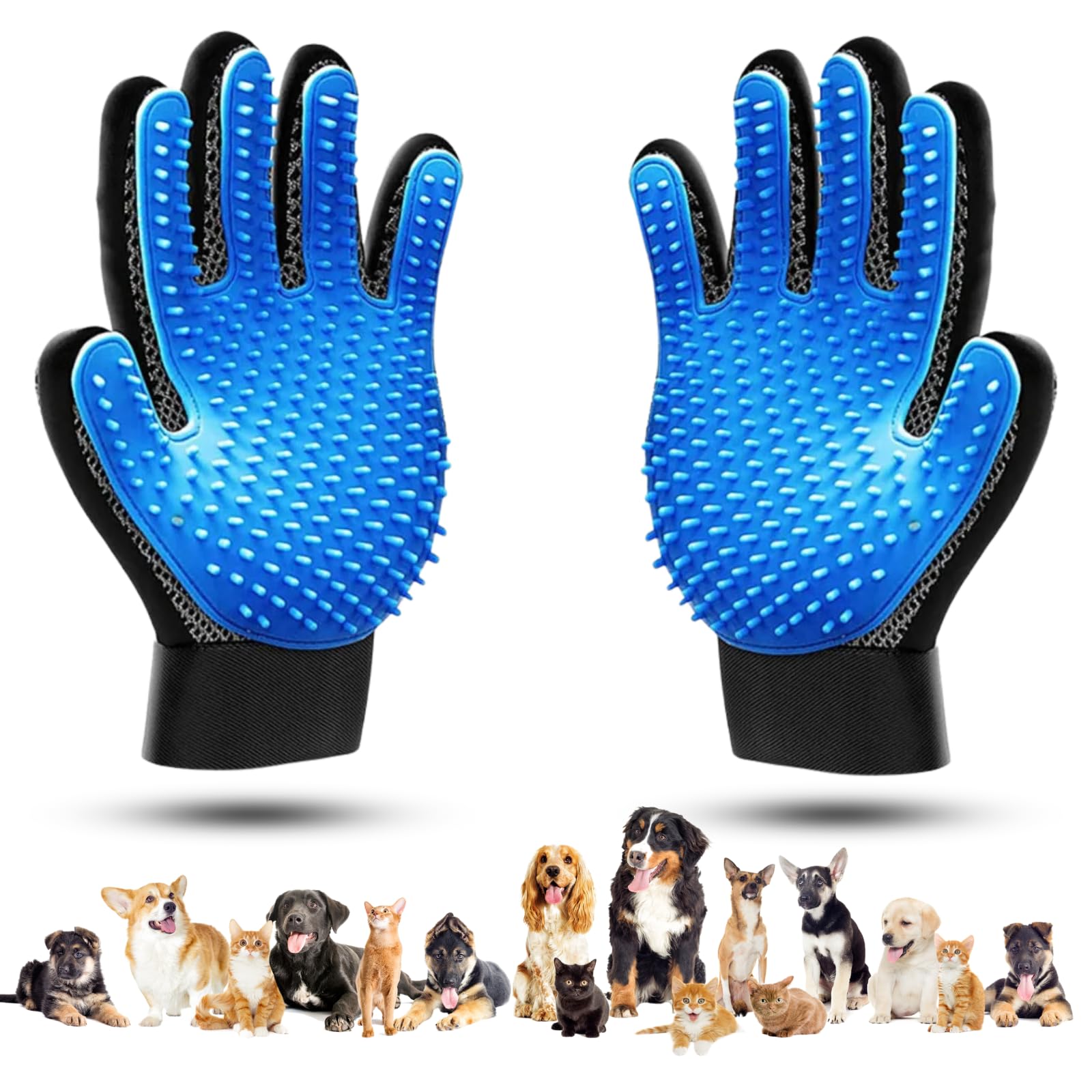 [Pack2] Guante Quitapelos para Gato y Perro - Elimina el Pelo de Forma Suave. Efecto Masaje. Velcro Ajustable y Malla Transpirable - Ideal para Bañar y Lavar Mascotas. Apto para la Piel Sensible