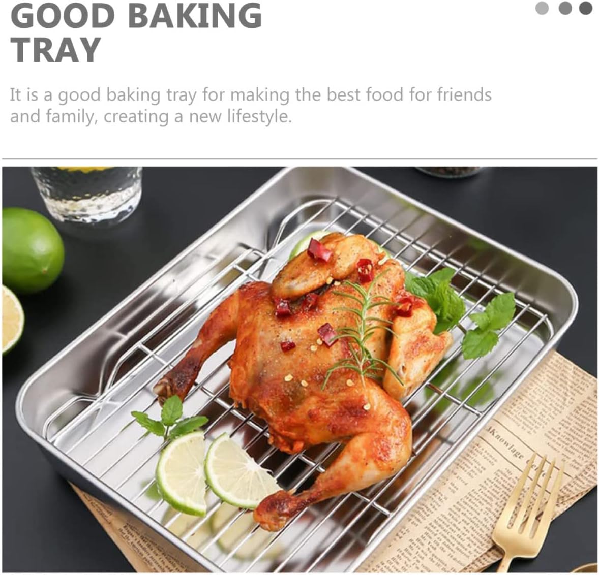 Unomor 1set Multi-function Baking Tray Reusable Wire Rack for Cooking Roasting Cooling for Oven Camping Use Easy to Clean Dishwasher