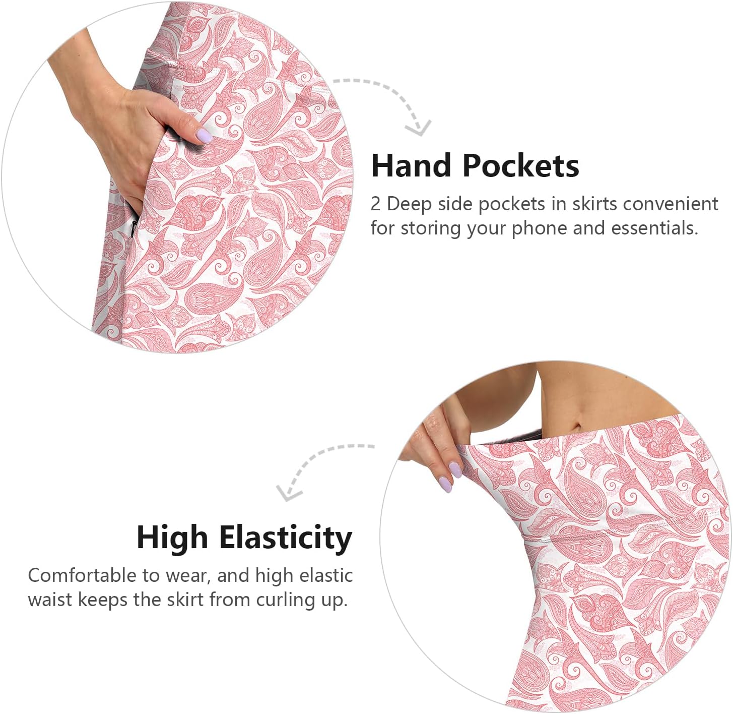 Womens Skorts Modest Knee Length Skirts Athletic Midi Active Running Skirt - Image 6