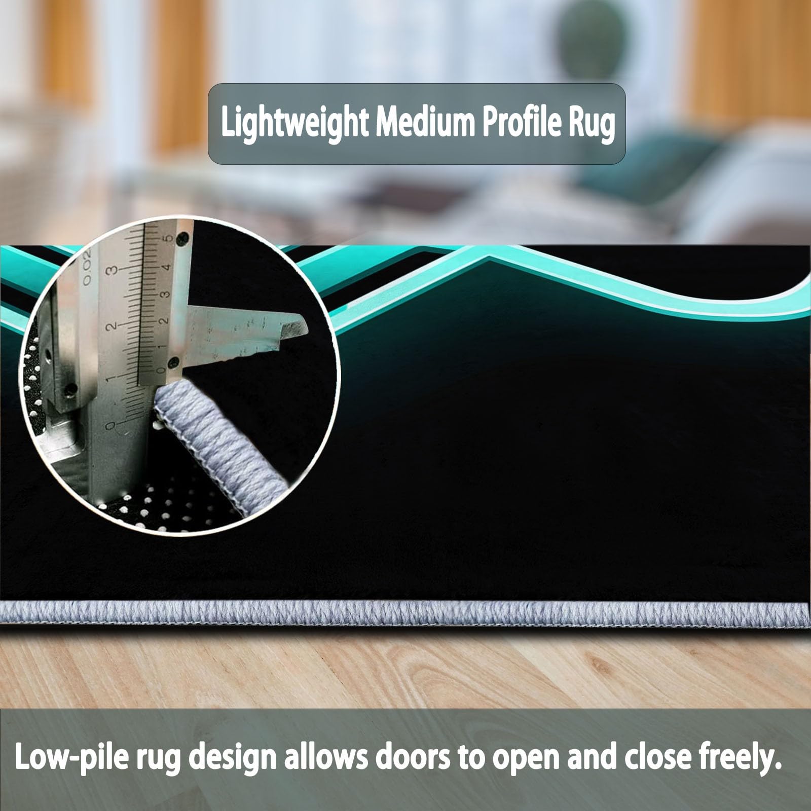 Generisch Teppich Game Controller Rund Ø 120 cm Weich und Flauschig Teppich, rutschfest Waschbar Schwarz Bedruckt Bodenteppich - Pflegeleicht für Wohnzimmer Schlafzimmer Terrasse