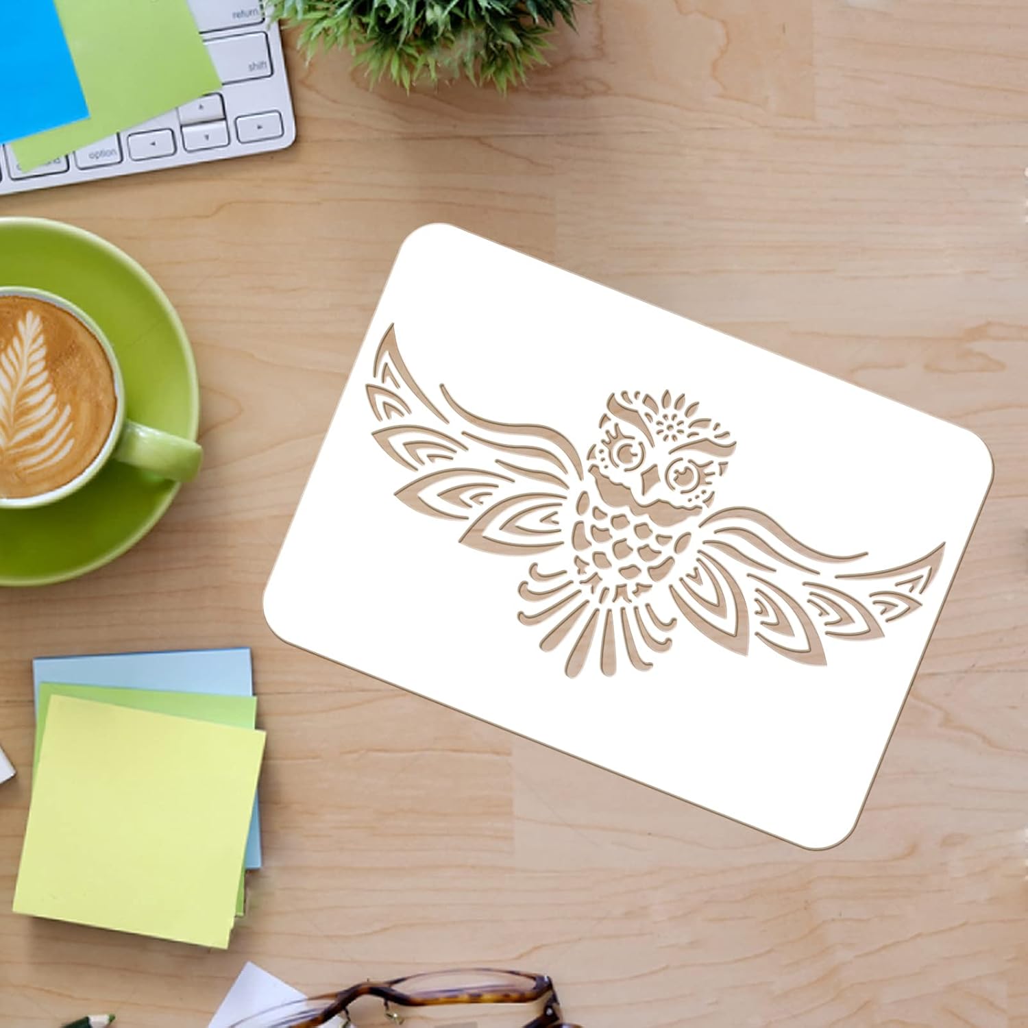 FINGERINSPIRE Owl Stencils Wall Decoration Template 29x21cm Plastic Large Owl Drawing Painting Stencils Rectangle Reusable Stencil for Painting on Wood Walls Fabric Airbrush - Image 4