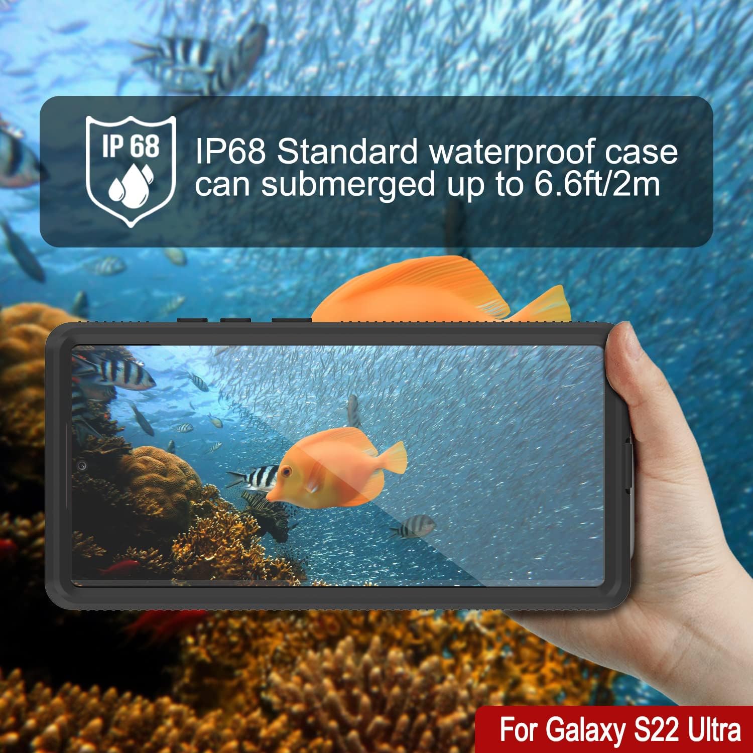 Punkcase Galaxy S22 Ultra Waterproof Case [Ultimato Series] [Slim Fit] [IP68 Certified] [Shockproof] [Dirtproof] [Snowproof] Armor Cover for Galaxy S22 Ultra 5G (6.8") (2022) [Black]