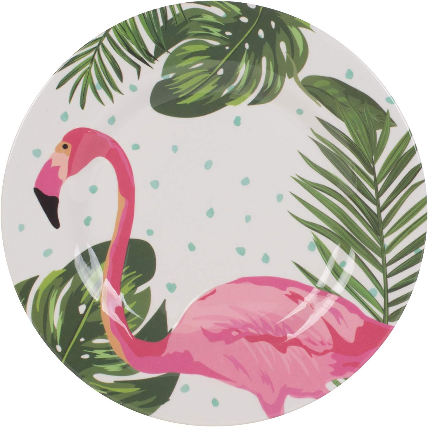 Fitz and Floyd Tropical Fun Melamine Flamingo Salad Plate, 9.25-inch, Assorted
