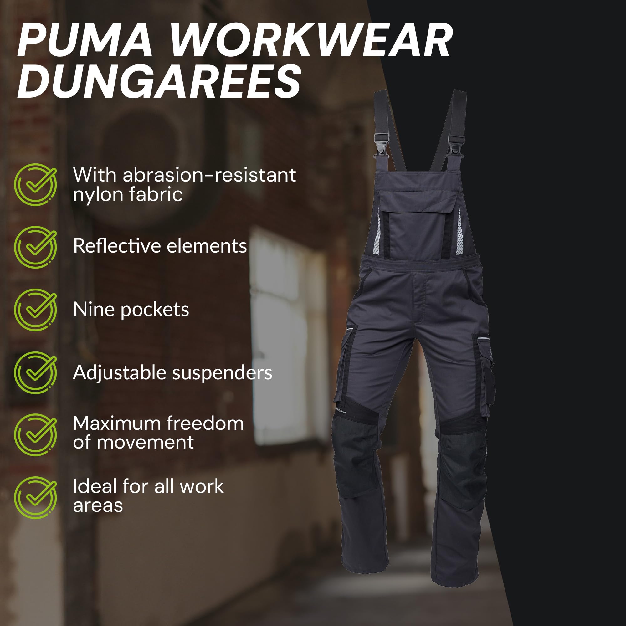 PUMA Workwear Premium Peto con muchos bolsillos y tejido de nailon extra reforzado