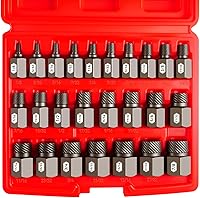 Mrwintek 25-Piece 3/8" Drive Impact Bolt Extractor Set - Multi-Spline Easy Out Screw Extractors 1/8"-7/8" CR-MO Steel w/ Case