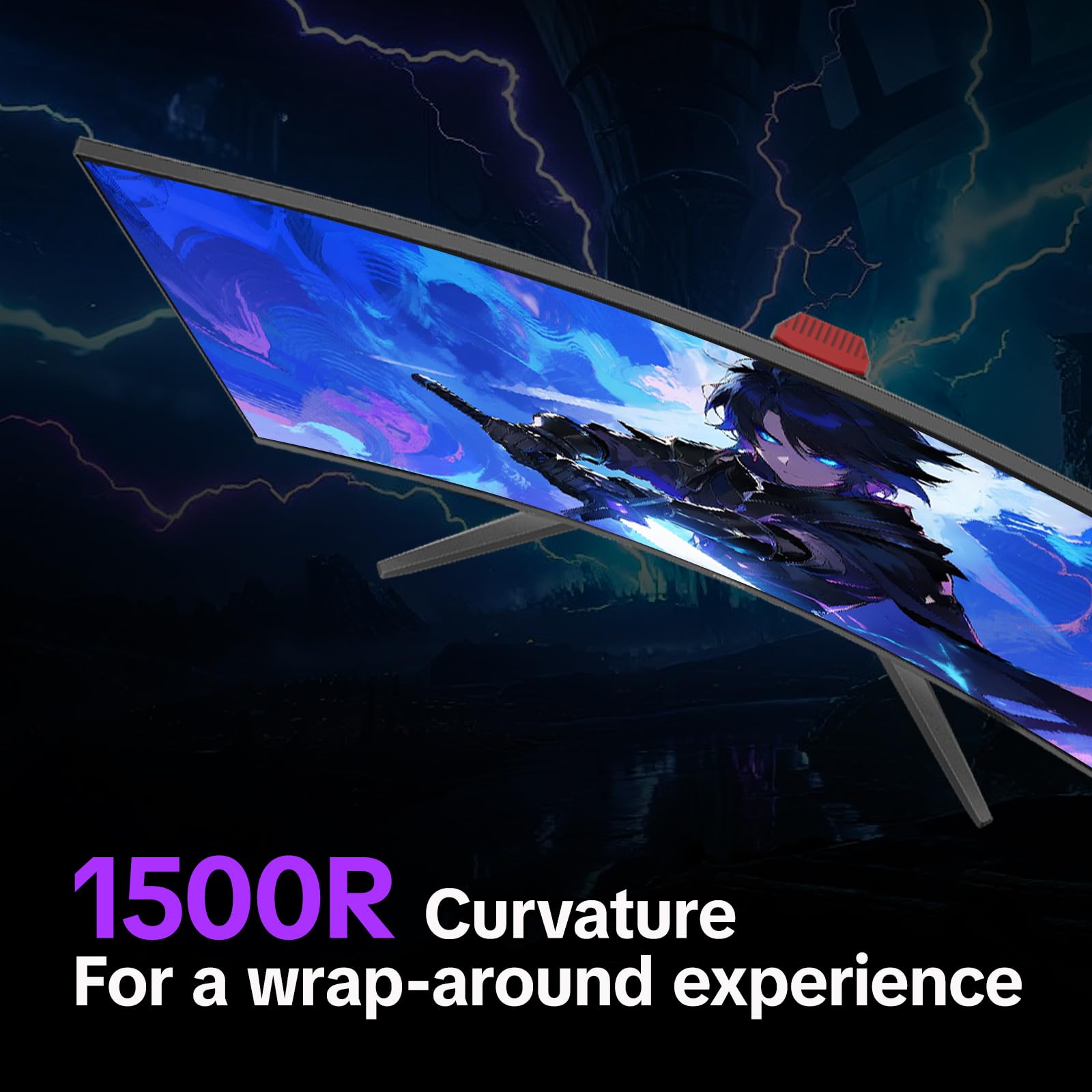 KOORUI 32 inch Curved Gaming Monitor,1440p(2560x1440),170Hz.1ms, 2K, QHD,VA 1500R, HDR10,Adaptive Sync, VESA & Eye Care Ultra-Thin Support DP/HDMI G3221SC — view 6