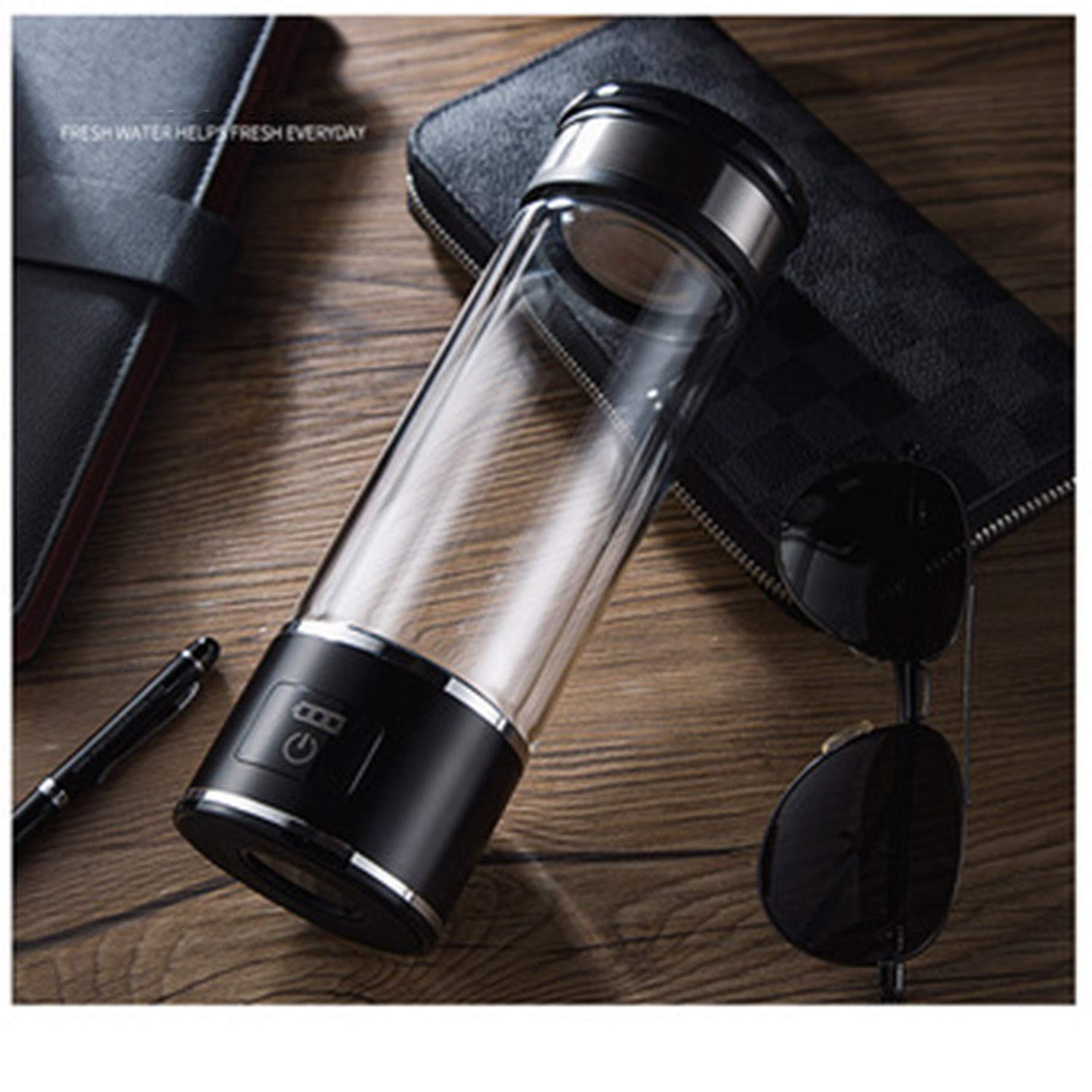 LOVEPET Portable 3 Minute Hydrogen-Rich Water Bottle Rechargeable High Concentration Hydrogen Generator Glass Bottle Anti-Aging Anti-Oxidation Alkaline Water Generator, 350ml