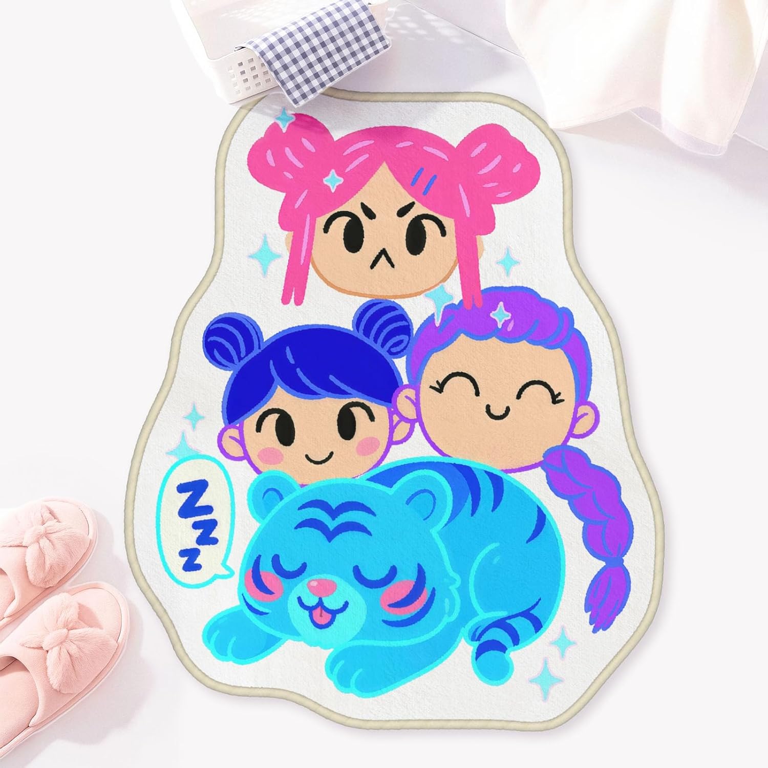 Allenjoy 25.1" x 30.5" Cute Anime Purple Korean Hunter Rug Bath Mat - Carpet for Bathroom Kitchen Living Room Home Office Nursery Decor, Non-Slip Durable Washable, Gifts for Fans Women Girls