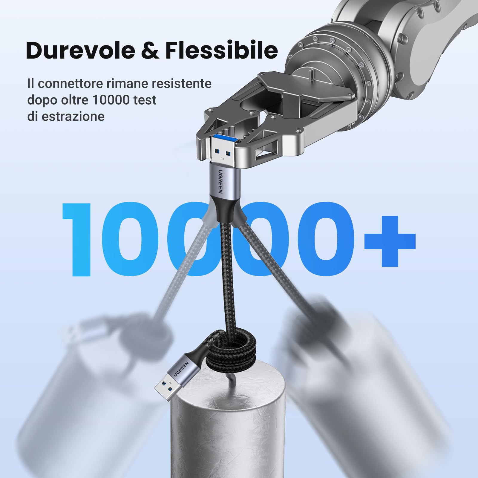 UGREEN Cavo USB 3.0 Maschio in Nylon Alluminio Cable Type da Tipo A 5Gbps Ad Alta Velocità per Case Disco Rigido, Hub, TV Box, Computer, Portatile (3M)