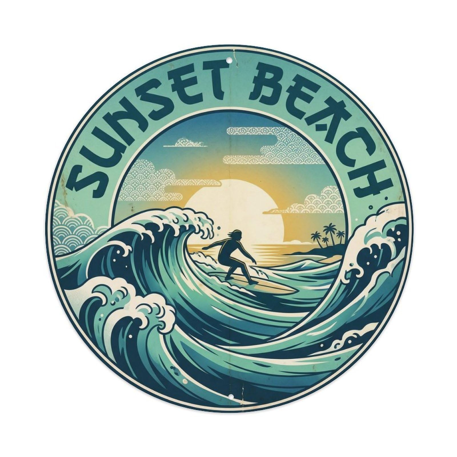 Beach Surfing Hawaii North Pacific Surf Break Metal Tin Sign