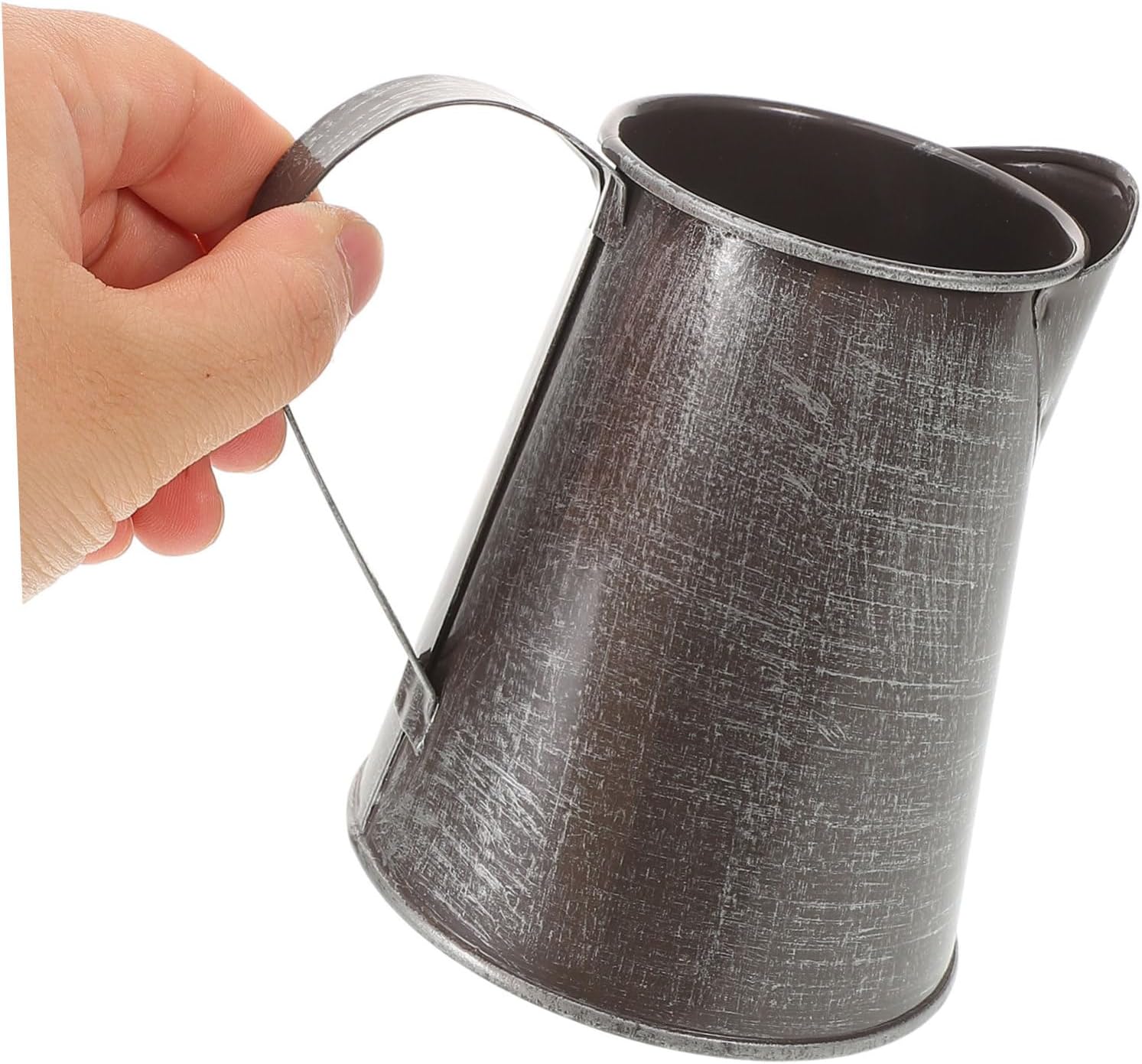 Rustic Iron Flower Pot Handle Vintage Metal Pitcher Vase for Flower Arrangements Decorative Jug for Home Decor Garden and Events