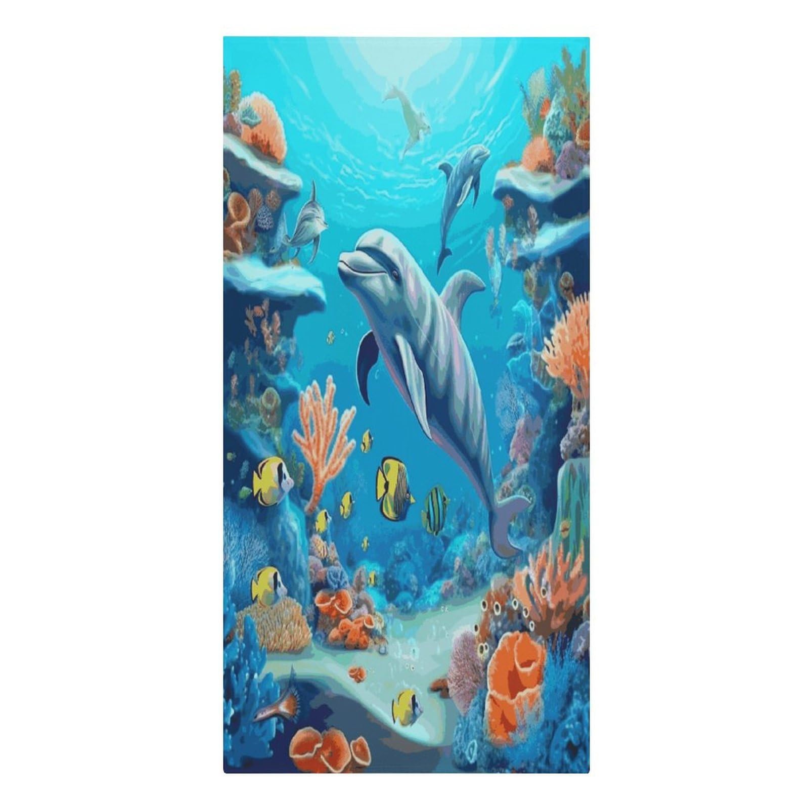 Adfgyerh Women's Style Seabed Coral Fish Dolphins Microfiber Sand Free Towels Large Quick-Dry. Beach Towel For Swimming Pool Camping Beach .Beach Accessories， They Are Essential Accessories For Adults, And Men, Vacat