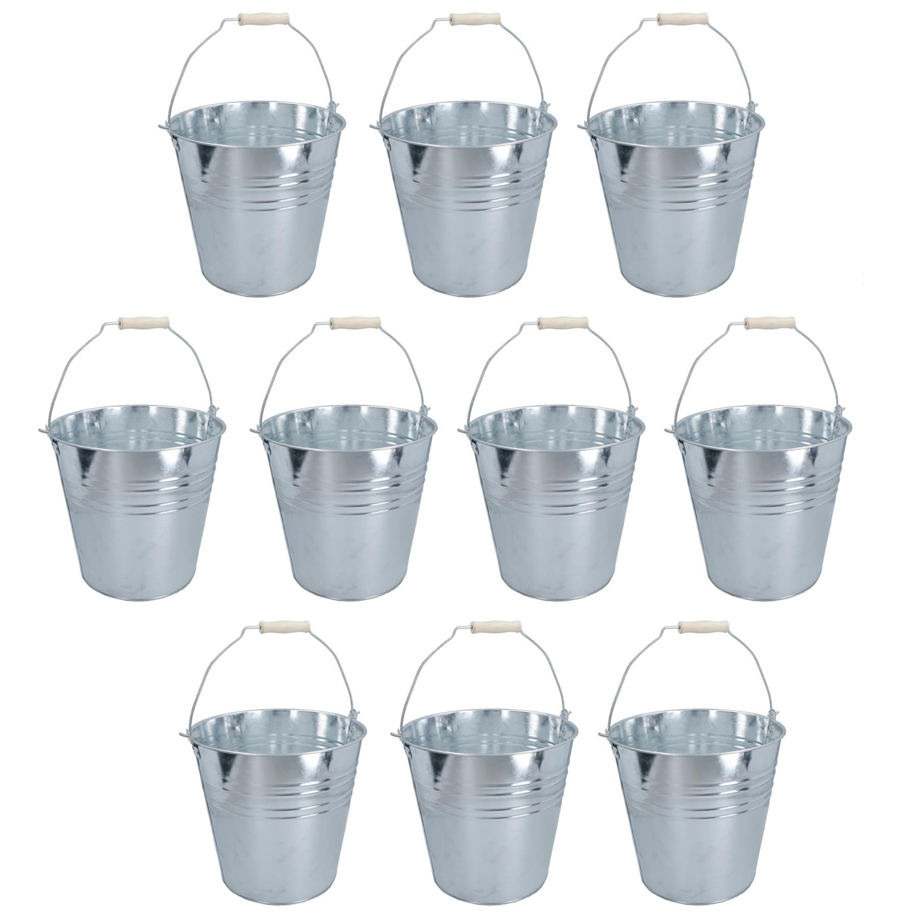 Garteneimer Aus Stahl AB Tools Verzinkter Stahleimer 5 Liter - Robust Für Garten, Grill & Haushalt Holzgriff Eimer