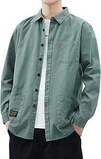 [W Wonyo] 長袖シャツ メンズ 秋服 人気 ワークシャツ レギュラーカラー カジュアル しゃつ 襟付き トップス おしゃれ 大人 ブラウス マルチポケット 洗い加工 ロングスリーブ 上着 羽織り アメカジ 仕事着 作業着 春 秋