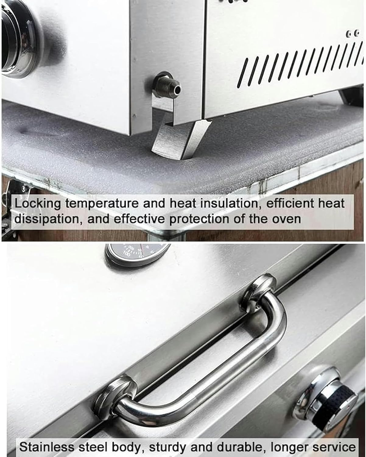 Commercial Gas Pizza Oven, 12-Inch Countertop Maker, Adjustable Temperature 0-750℉, Stainless Steel, Multipurpose Snack Toaster Oven, Baking Equipment