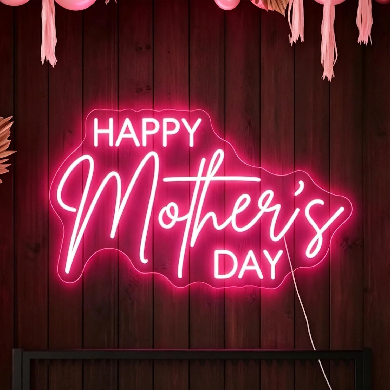 Happy Mother's Day 23 inches Led Neon Sign Dimmable Mother Neon Light Signs for Wall Decor Home Bedroom Living Room Party Backdrop Mothers Day Gift