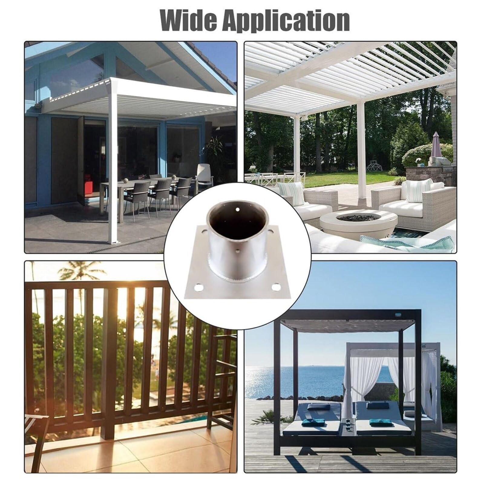 Pergola-Halterungen, runde Zaunpfostenbasis 20 30 50 60 70 80 90 100 120 150 200 mm, robuste Fahnenmast-Holzsäulenhalterung/Deck-Veranda-Balkon-Betonanker(Dia 70 mm/2.8 in)