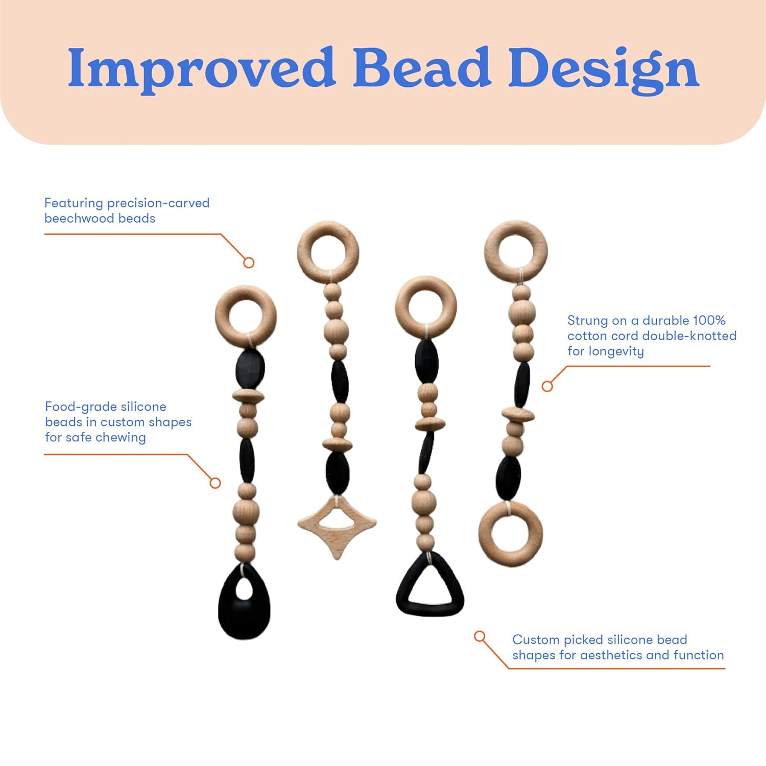 Poppyseed Play Wooden Baby Play Gym, Montessori Activity Center for Infants | Natural Wood Frame with 4 Hanging Toys | Baby Gym for Floor Play | Tummy Time & Early Development | 0–12 Months