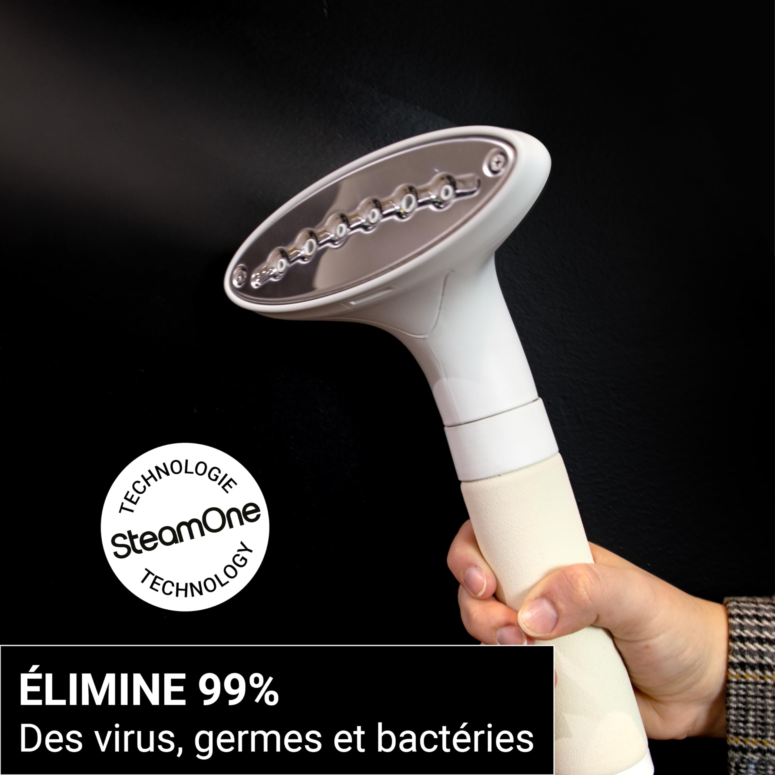 STEAMONE - Steamer Defroisseur Vapeur en Continue 1900W 40g/min - 1.2L Facile et Puissant - Cable 2.2m - Autonomie 60min - Élimine 99,99% d'Impuretés - Prêt en 30s - 2 Niveaux de Puissance EUH2020W