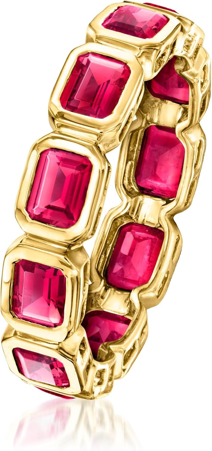 Pure Collection by Ross-Simons 2.30 ct. t.w. Lab-Grown Ruby Eternity Band in 18kt Gold Over Sterling