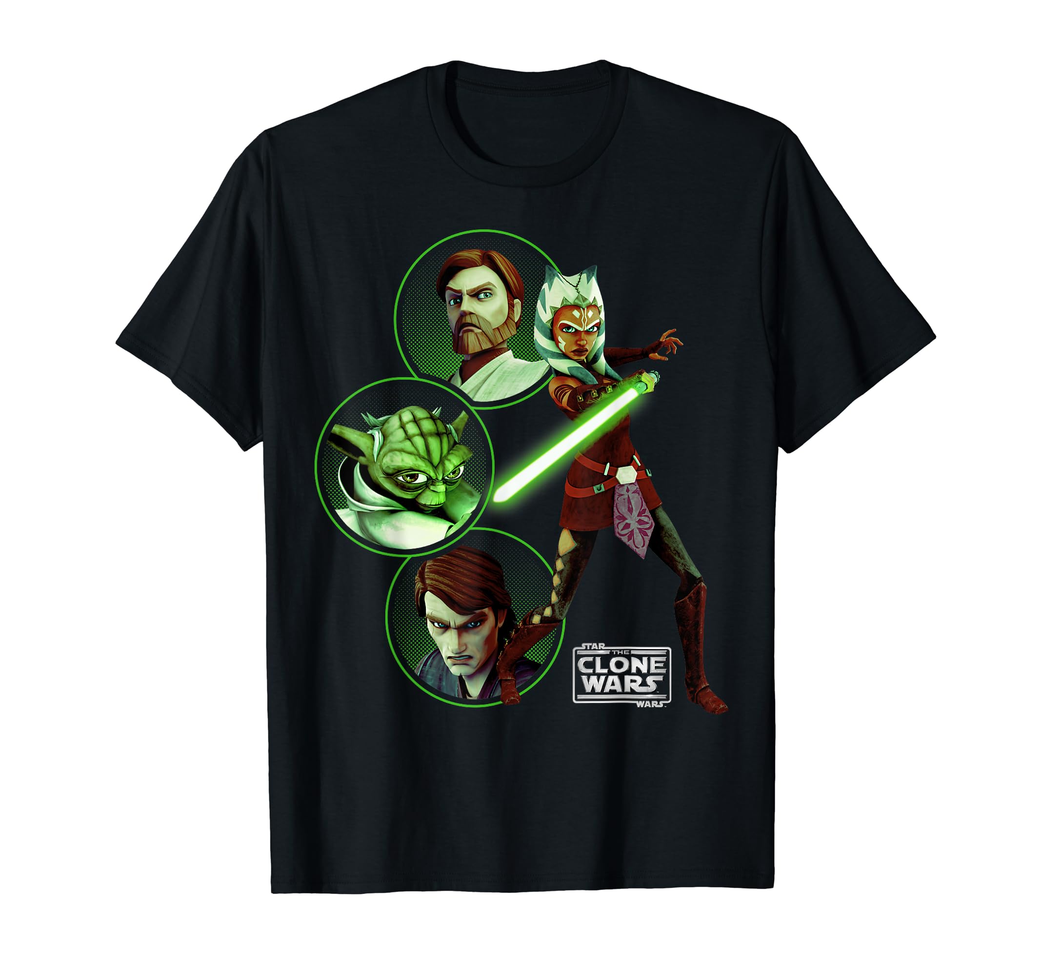 Star Wars: Clone Wars Light Side Group Shot T-Shirt, Black