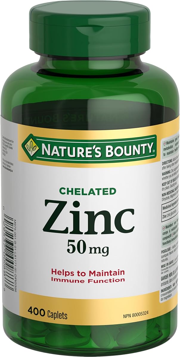 Nature's Bounty Nature’s Bounty Chelated Zinc 50mg, Helps to Maintain Immune Function - 400 Caplets