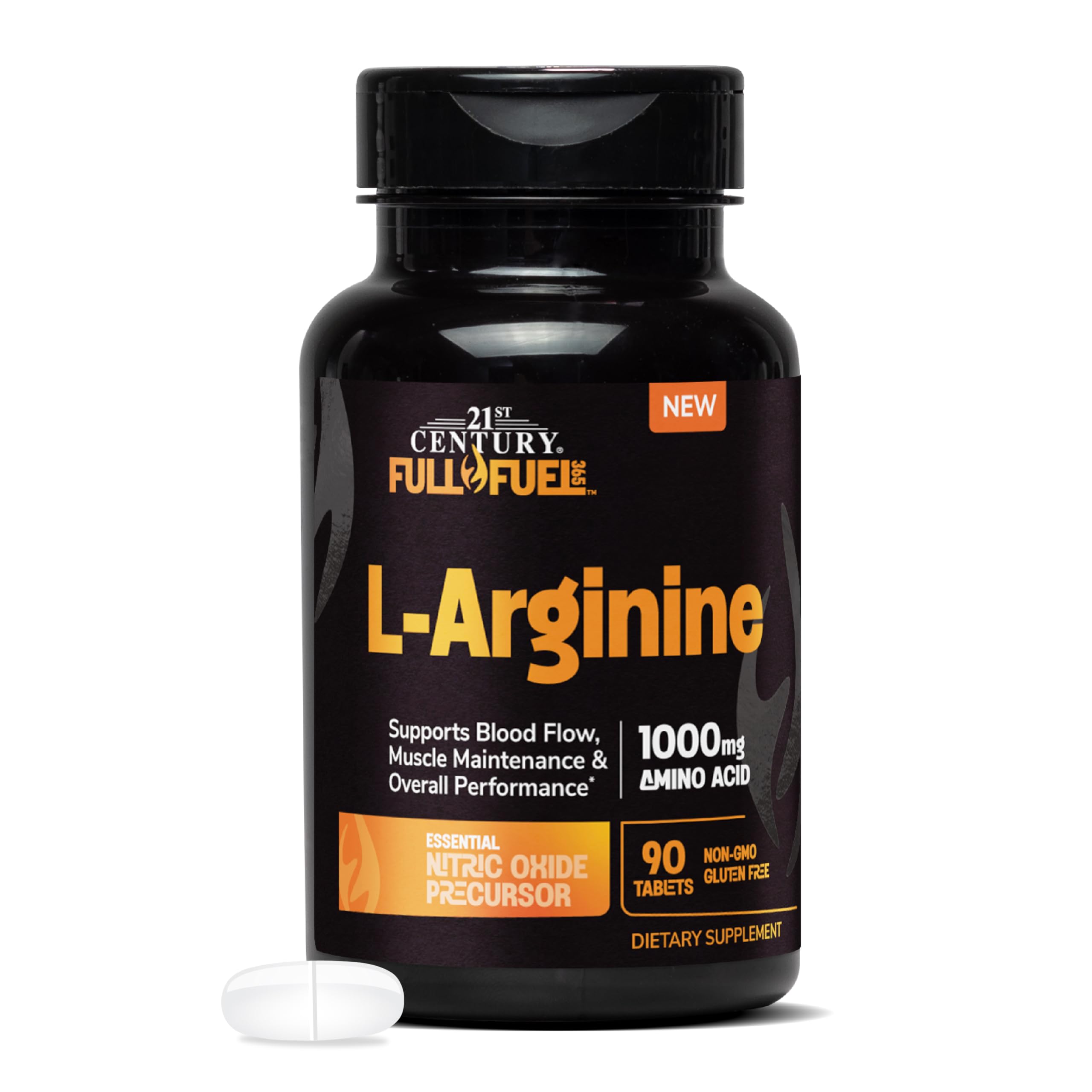 21st Century Full Fuel 365 L-Arginine 1000mg, 90 Count, Amino Acid Supplement for Muscle, Blood Flow, & Endurance Support, Non-GMO, Gluten Free, Tablets
