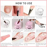 Vista 2 de Monja Polvo acrílico – 4 unidades de 1.06 oz de color profesional de uñas acrílicas para extensión de uñas acrílicas, arte de uñas 3D, polvo