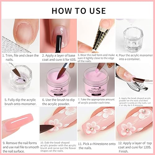 Miniatura 2 de Monja Polvo acrílico  4 unidades de 1.06 oz de color profesional de uñas acrílicas para extensión de uñas acrílicas, arte de uñas 3D, polvo de